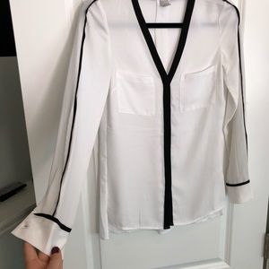 Black Pinstripe Business Blouse